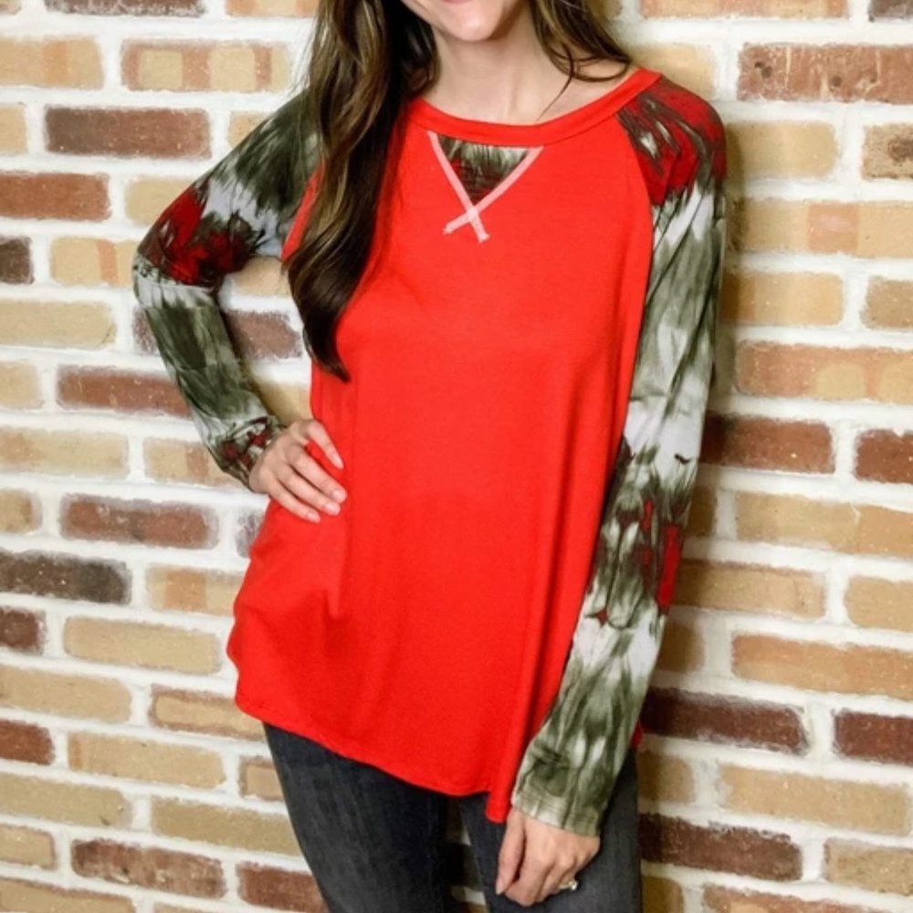 Women's Top RED DELICIOUS TIE DYE LONG SLEEVES